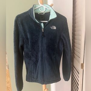 North Face teal teddy jacket Small